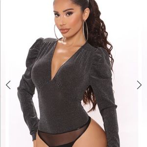 Long sleeve shimmer bodysuit